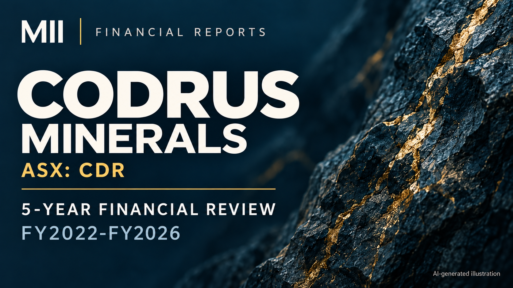 Codrus Minerals Limited (ASX: CDR) financial review, FY2022-FY2026 — AI-generated illustration