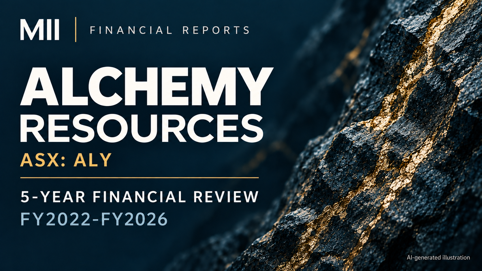 Alchemy Resources Limited (ASX: ALY) financial review, FY2022-FY2026 — AI-generated illustration