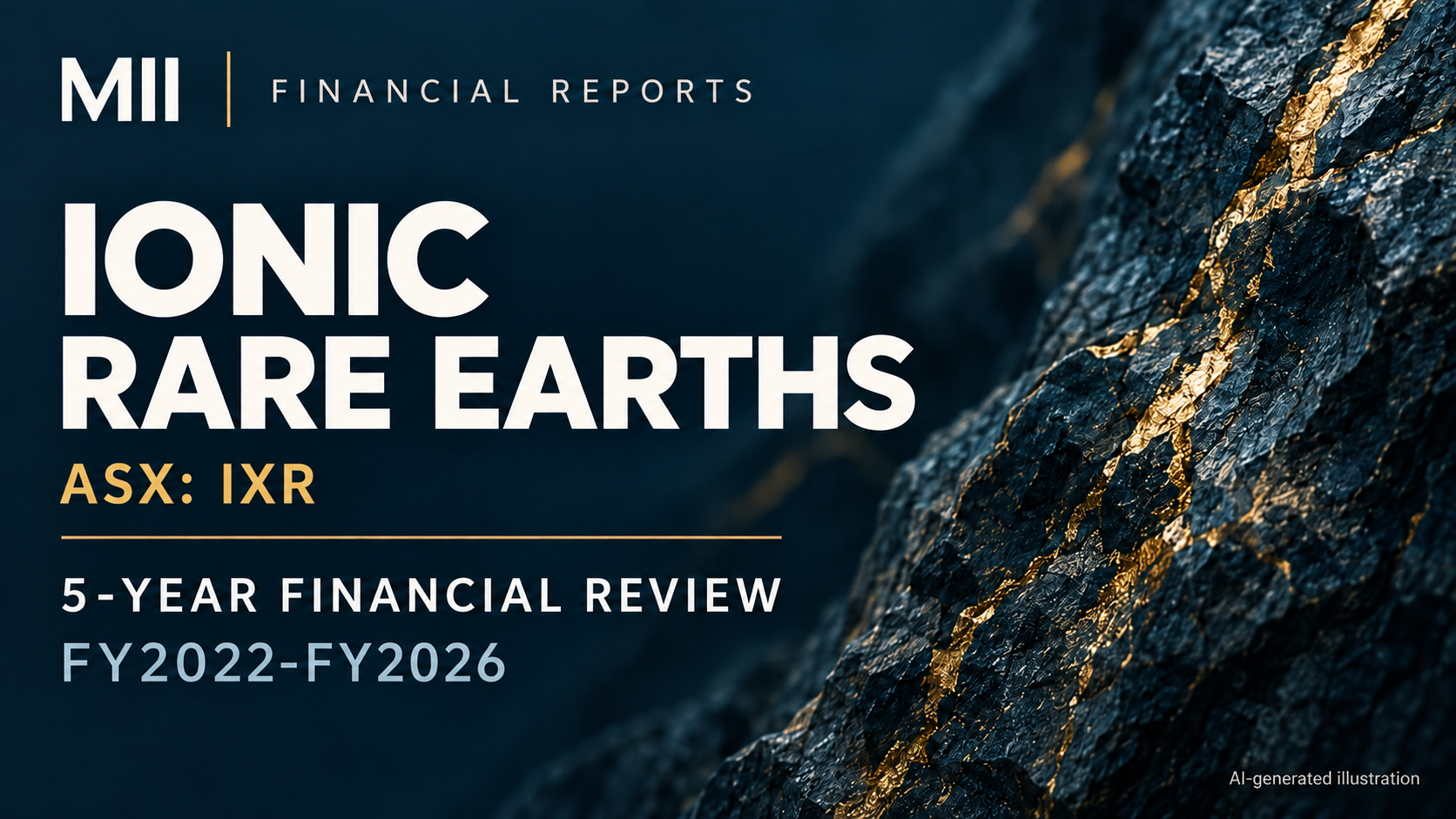 Ionic Rare Earths Limited (ASX: IXR) financial review, FY2022-FY2026 — AI-generated illustration