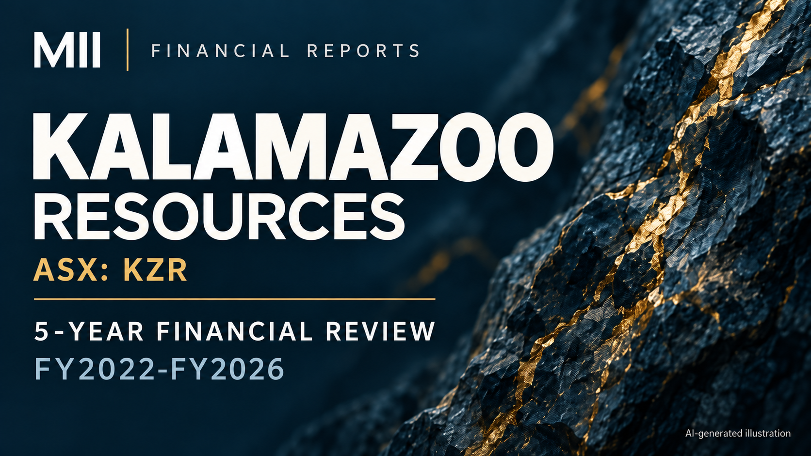 Kalamazoo Resources Limited (ASX: KZR) financial review, FY2022-FY2026 — AI-generated illustration