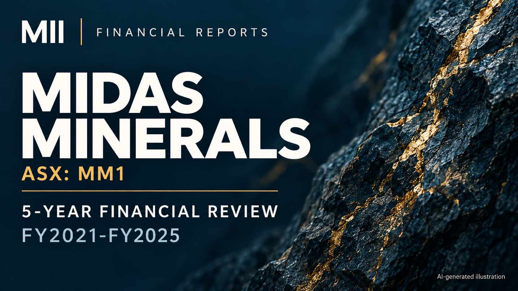 Midas Minerals Ltd (ASX: MM1) financial review, FY2021-FY2025 — AI-generated illustration