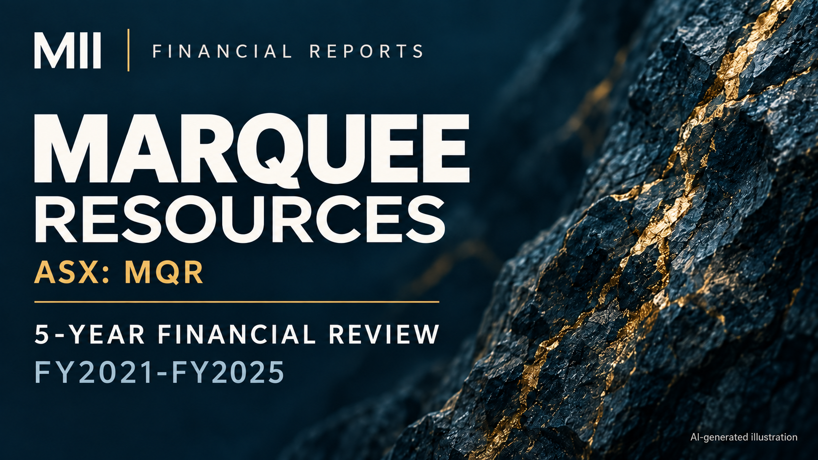 Marquee Resources Limited (ASX: MQR) financial review, FY2021-FY2025 — AI-generated illustration